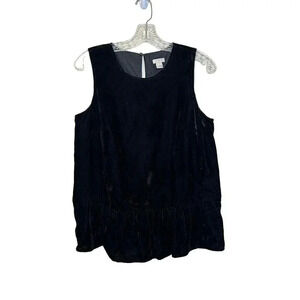 J. Crew Black Peplum Velvet Sleeveless Top Women's Size 2